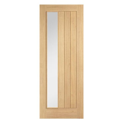 Oak Clear Glazed Offest Un-Finished Internal Door - All Sizes -