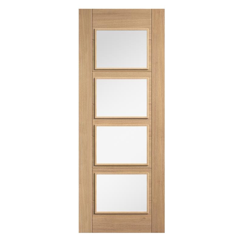 Oak Carini 4 Clear Light Panel Pre-Finished Internal - All Sizes -