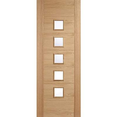Oak Carini 5 Clear Light Panel Pre-Finished Internal Door - All Sizes - Doors