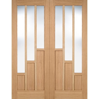 Oak Coventry 3 Light Panel Pair Un-Finished Internal Doors - All Sizes - Doors