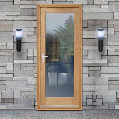 Pattern 10 Oak Unfinished 1 Double Glazed Clear Light Panel External Door - 1981mm x 762mm -