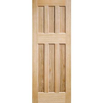 Oak 60's Style Panelled Un-Finished Internal Fire Door FD30 - 1981mm x 762mm -