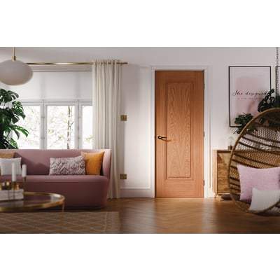 Oak Eindhoven 1 Panel Pre-Finished Internal Door - 1981mm x 762mm -