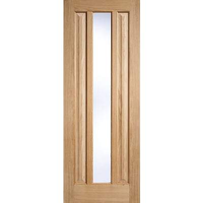 Oak Kilburn 1 Glazed Clear Light Panel Un-Finished Internal Door - 1981mm x 686mm -