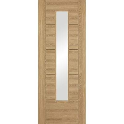 Vancouver Oak Laminated 1 Glazed Clear Light Panel Interior Door - 1981mm x 762mm -