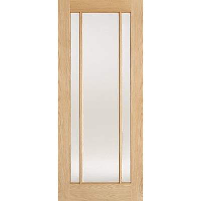 Oak Lincoln 3 Glazed Clear Light Panel Un-Finished Internal Door - 2040mm x 826mm -