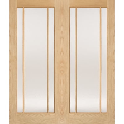 Oak Lincoln 3 Glazed Clear Light Panel Un-Finished Internal French Doors - All Sizes - Doors