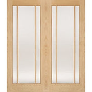 Oak Lincoln 3 Glazed Clear Light Panel Un-Finished Internal French Doors - 1981mm x 1524mm -