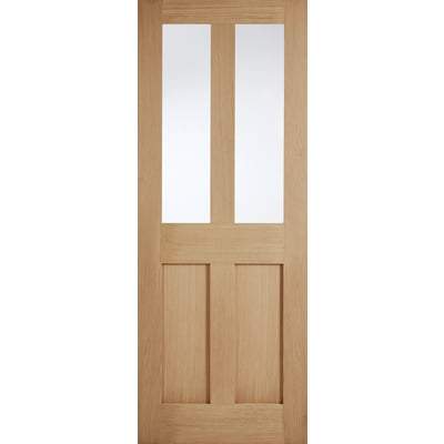 Oak London 2 Glazed Clear Light Panels Un-Finished Internal Door - 1981mm x 686mm -