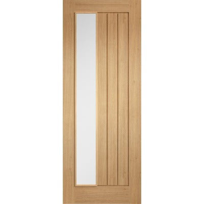Oak Mexicano 1 Clear Light Panel Offset Pre-Finished Internal Door - All Sizes -