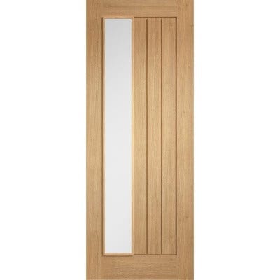 Oak Mexicano 1 Clear Light Panel Offset Pre-Finished Internal Door - 2032mm x 813mm -