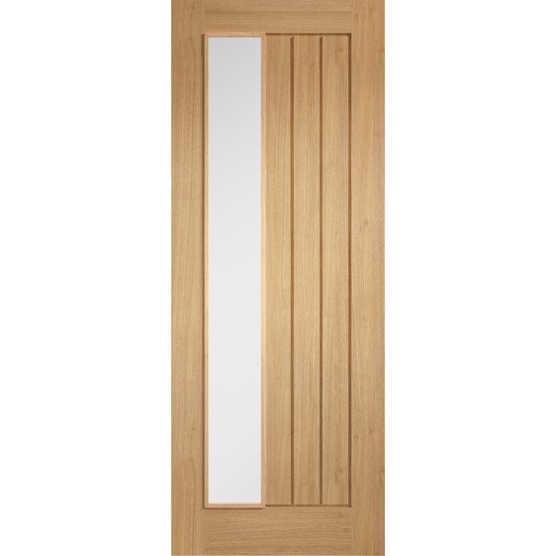 Oak Mexicano 1 Frosted Light Panel Offest Pre-Finished Internal Door - 1981mm x 686mm -