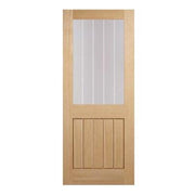 Oak Mexicano Half Light Glazed With Silkscreen Un-Finished Internal Fire Door FD30 - All Sizes - Doors