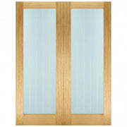 Oak Mexicano Glazed Door Pair Un-Finished Internal Door - 1981mm x 1372mm -