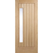 Newbury Oak Unfinished External Door w/ 1 Frosted Double Glazed Light Panel - All Sizes - Doors