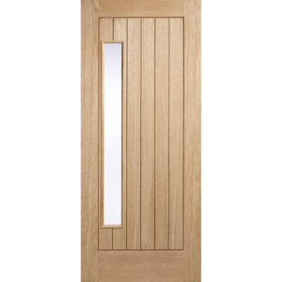 Newbury Oak Unfinished External Door w/ 1 Frosted Double Glazed Light Panel - All Sizes - Doors