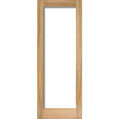 Oak Pattern 10 - 1 Glazed Clear Light Panel Un-Finished Internal Door - 1981mm x 533mm -