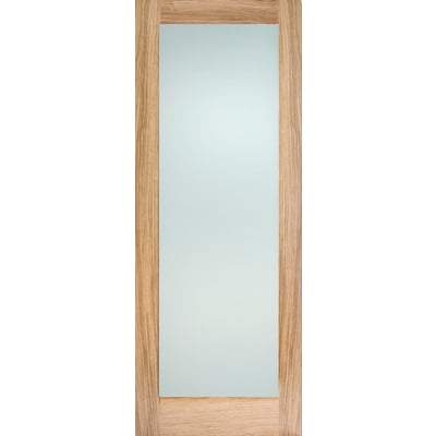 Oak Pattern 10 - 1 Glazed Frosted Light Panel Un-Finished Internal Door - 1981mm x 533mm -