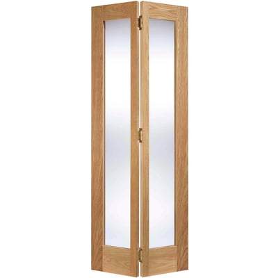 Oak Pattern 10 - Bi-Fold x 2 Glazed Clear Light Panels Un-Finished Internal Door - All Sizes - Doors