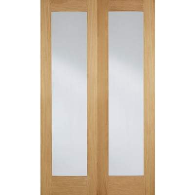 Oak Pattern 20 Glazed 2 Clear Light Panels Un-Finished Internal Door - 1981mm x 1067mm -