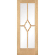 Oak Reims 5 Glazed Clear Panels (Diamond) Pre-Finished Internal Door - 1981mm x 686mm -