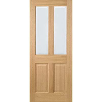 Oak Richmond 2 Glazed Clear Light Panels Pre-Finished Internal Door - 2032mm x 813mm -