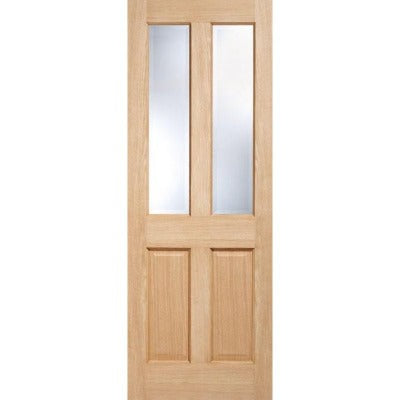 Richmond Oak Unfinished 2 Clear Bevelled Light Panels Internal Door - All Sizes - Hardware > Building Materials > Doors