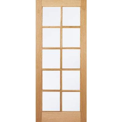 Oak SA 10 Glazed Clear Light Panels Un-Finished Internal Door - 1981mm x 762mm -
