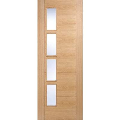 Oak Vancouver 4 Light Panel Offset Pre-Finished Internal Door - All Sizes - Doors