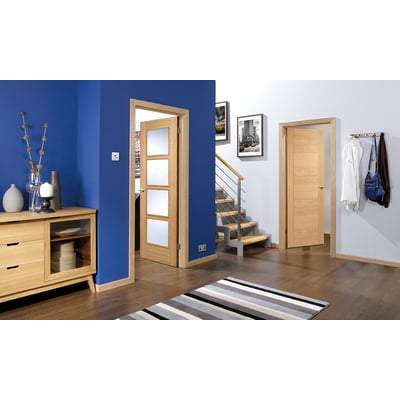 Oak Vancouver 4 Light Clear Glazed Pre-Finished Internal Door - 2040mm x 826mm -