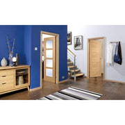 Oak Vancouver 4 Light Clear Glazed Pre-Finished Internal Fire Door FD30 - 1981mm x 686mm -