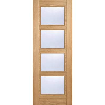Oak Vancouver 4 Light Clear Glazed Pre-Finished Internal Door - 2040mm x 826mm -