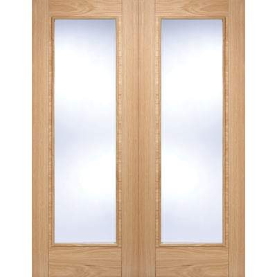 Oak Vancouver Glazed Pair Pre-Finished Internal Doors - 1981mm x 1067mm -