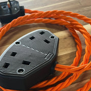 Red / Pink / Orange Braided Fabric Decorative Extension Lead - Black 2 Gang Trailing Socket - Extension Leads