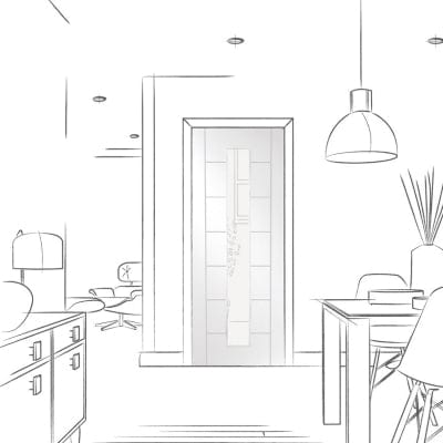 Palermo 1 Light Internal White Primed Door with Clear Glass -