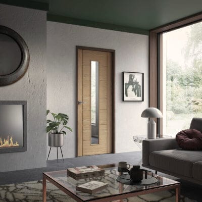 Palermo Original 1 Light Unfinished Oak Internal Door with Clear Glass -