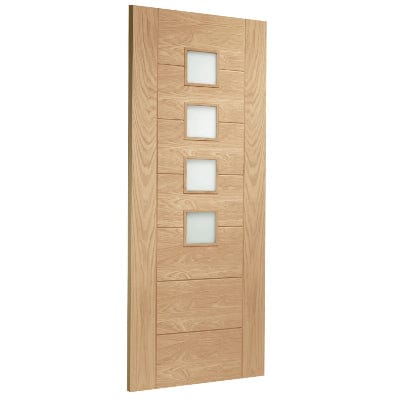 Palermo Original Unfinished Oak Internal Door with Obscure Glass -