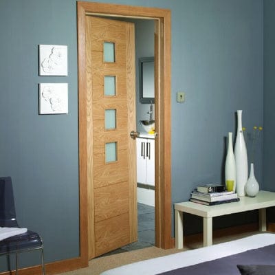 Palermo Original Unfinished Oak Internal Door with Obscure Glass -