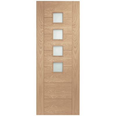Palermo Original Unfinished Oak Internal Door with Obscure Glass -