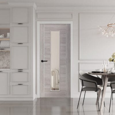 White Grey Palermo Internal Laminate Clear Glass Door -