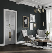 Palermo Pre-Finished Light Grey Door with Clear Glass - 2040 x 726mm -