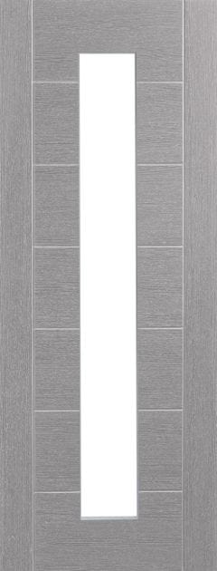 Palermo Pre-Finished Light Grey Door with Clear Glass - 2040 x 726mm -