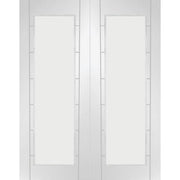 Palermo 1 Light White Primed Door Pair with Clear Glass -