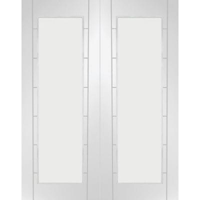 Palermo 1 Light White Primed Door Pair with Clear Glass -