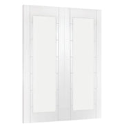 Palermo 1 Light White Primed Door Pair with Clear Glass -
