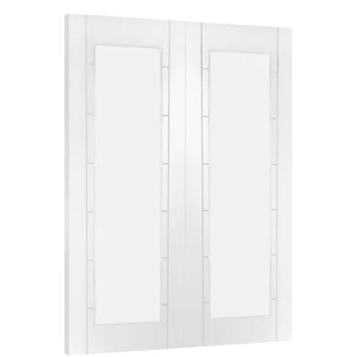 Palermo 1 Light White Primed Door Pair with Clear Glass -