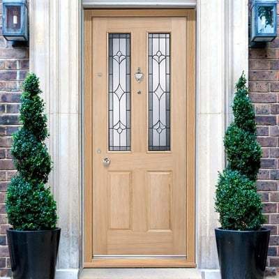 Salisbury Oak Unfinished 2 Part Obscure Double Glazed Light Panels External Door - 1981mm x 838mm -