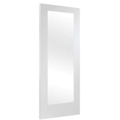 Pattern 10 Internal White Primed Fire Door with Clear Glass -