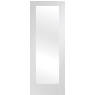 Pattern 10 Internal White Primed Fire Door with Clear Glass -