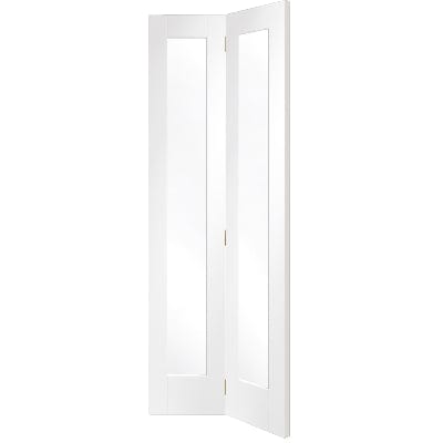 Pattern 10 Bi-Fold Internal White Primed Door with Clear Glass -